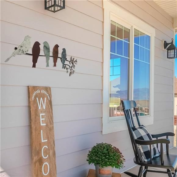 Metal Bird WallArt Birds on the Branch WallDecor Leaves with BirdMetal Sculpture - Picture 3 of 6